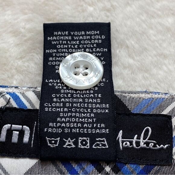 Travis Mathew Plaid White/Blue Golf Shorts Size 34 - Picture 4 of 13